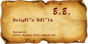 Bolyós Béla névjegykártya
